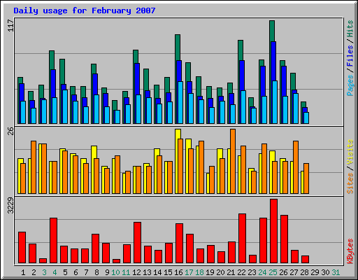 Daily usage for February 2007