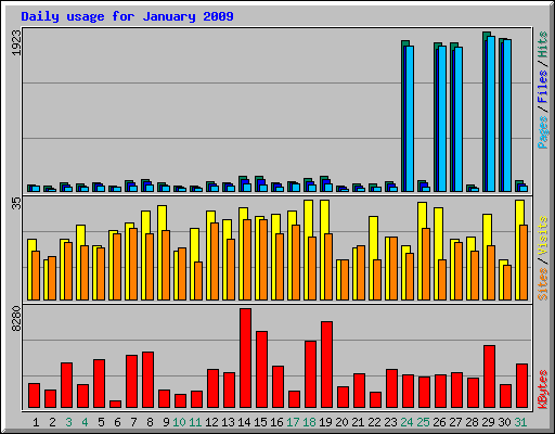 Daily usage for January 2009