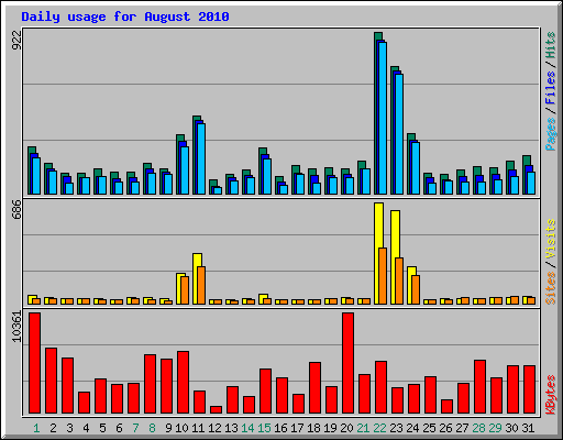 Daily usage for August 2010