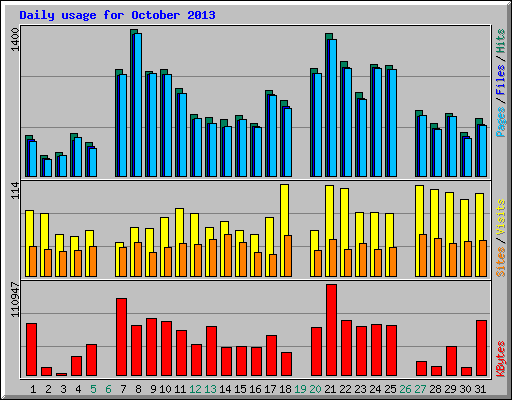 Daily usage for October 2013