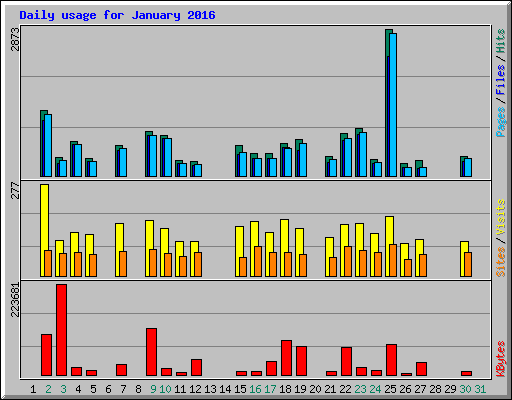 Daily usage for January 2016