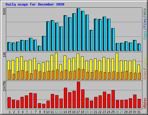 Daily usage for December 2020