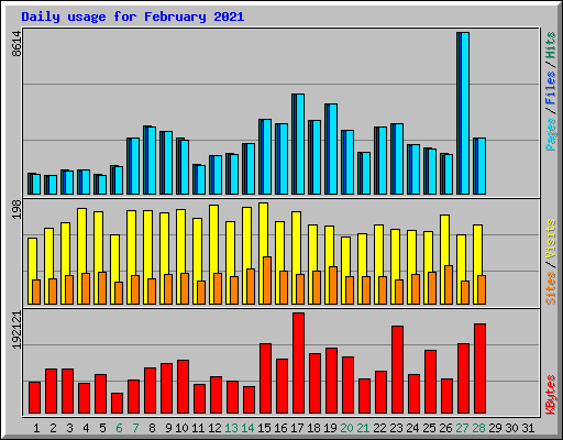 Daily usage for February 2021