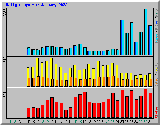 Daily usage for January 2022