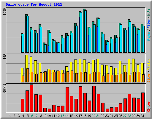 Daily usage for August 2022