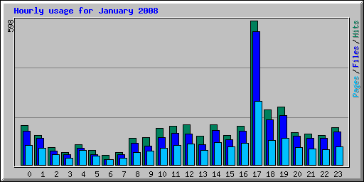 Hourly usage for January 2008