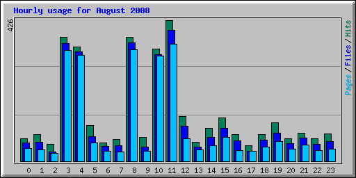 Hourly usage for August 2008