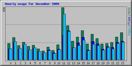 Hourly usage for December 2009