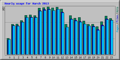 Hourly usage for March 2013