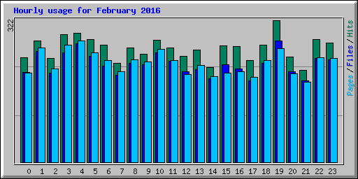 Hourly usage for February 2016