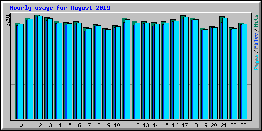 Hourly usage for August 2019